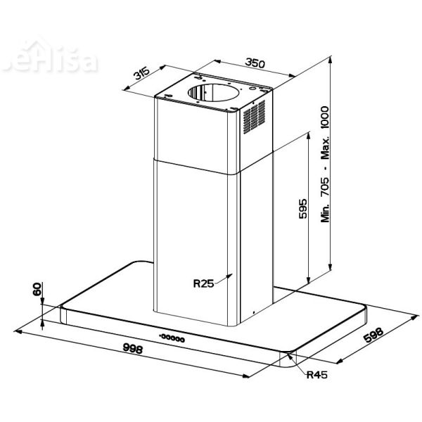 Otočna kuhinjska napa T-LIGHT ISOLA EV8  X A100 FABER 7612981804190
