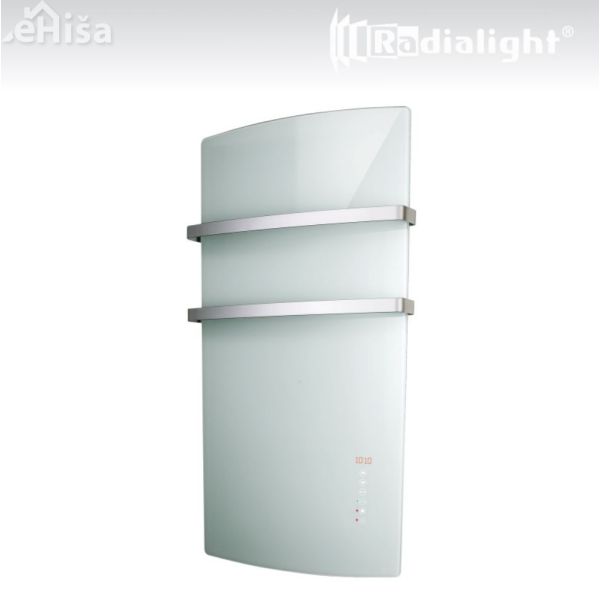 Panelni kopalniški stenski radiator DEVA 1500W belo steklo RADIALIGHT
