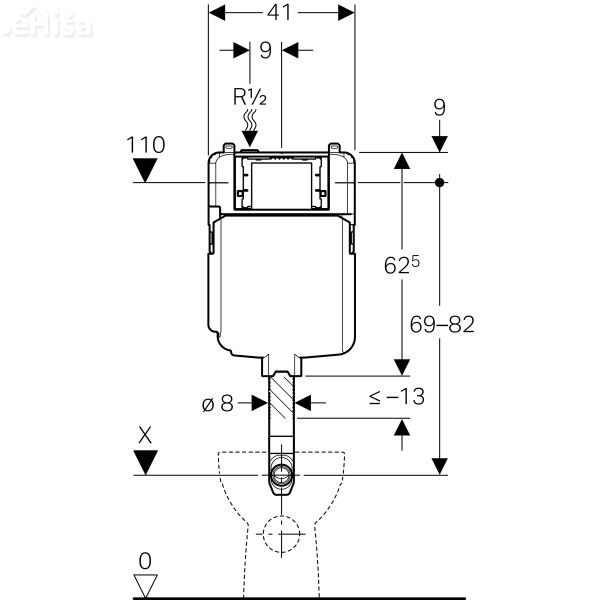 Podometni splakovalnik za talno WC školjko Sigma 8 cm tipke Sigma GEBERIT 109.791.00.1
