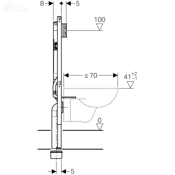 Podometni splakovalnik za visečo WC školjko Duofix H=114 cm tipke Sigma GEBERIT 111.796.00.1
