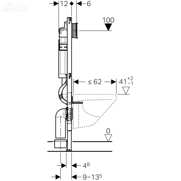 Podometni splakovalnik za visečo WC školjko Duofix UP320 H=112 cm tipke Sigma GEBERIT 111.311.00.5
