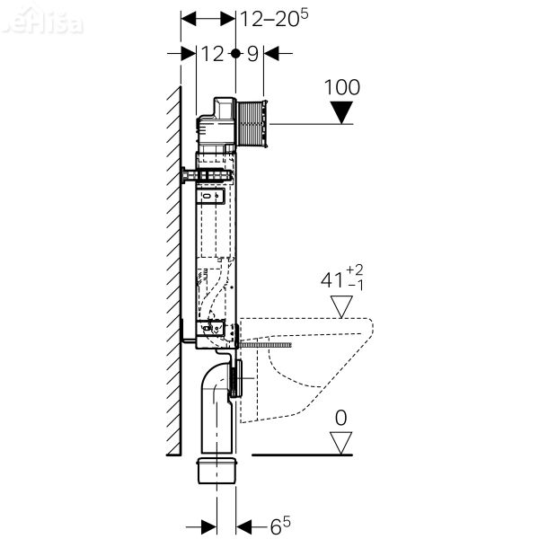Podometni splakovalnik za visečo WC školjko Kombifix UP320 Sigma s priključkom za odzračevanje GEBERIT 110.367.00.5
