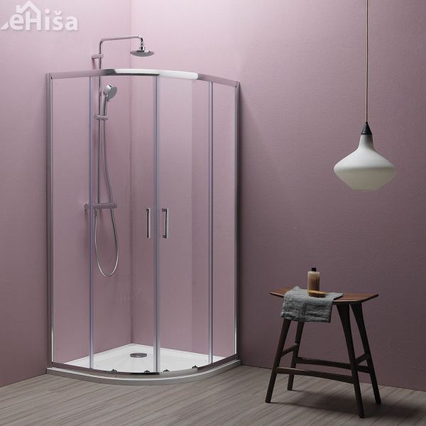 Polkrožna tuš kabina TKP 90/K Eco quat 90 x 90 cm silver profil KOLPA-SAN 538580
