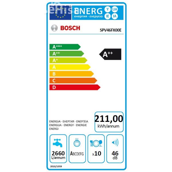 Popolnoma vgradni pomivalni stroj širine 45 cm BOSCH SPV46MX00E
