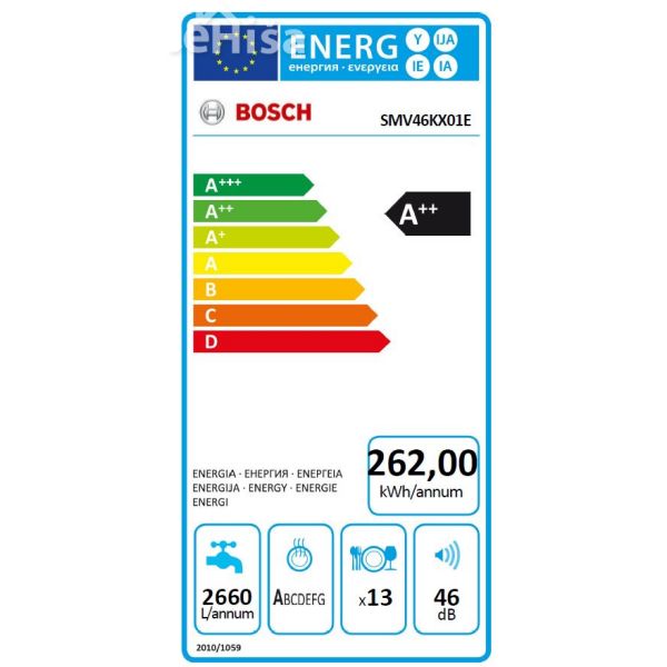 Popolnoma vgradni pomivalni stroj širine 60 cm BOSCH SMV46KX01E
