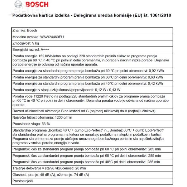 Pralni stroj BOSCH WAW24460EU

