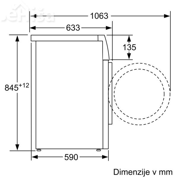 Pralni stroj s polnjenjem spredaj9 kg 1400 o/min BOSCH WAU28S60BY
