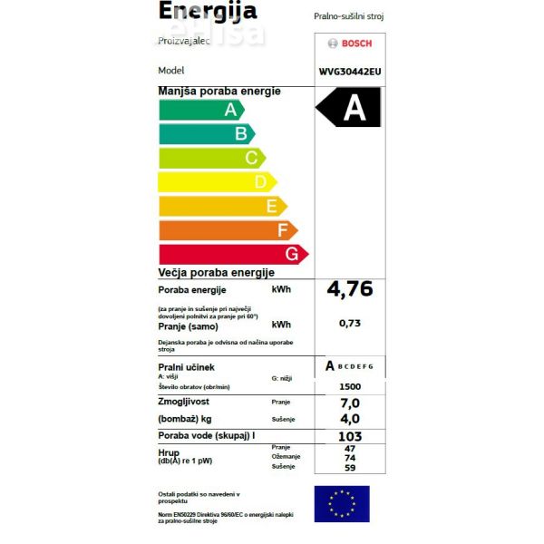 Pralno-sušilni stroj BOSCH WVG30442EU
