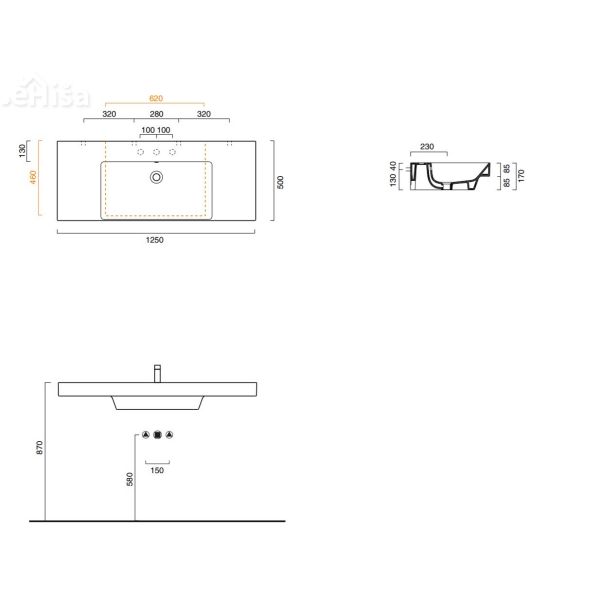 Pravokotni umivalnik New zero 125x50 CATALANO 1125ZEUP00
