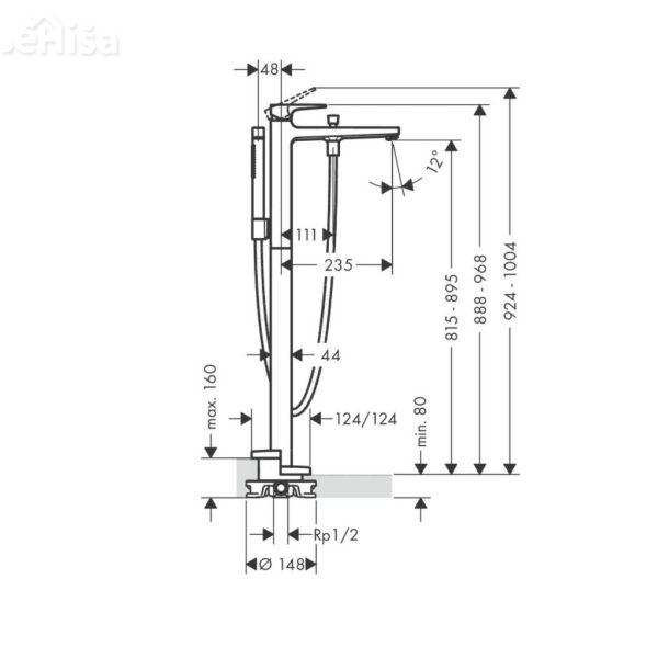 Samostoječa armatura za kopalno kad Metropol črna mat HANSGROHE 32532670
