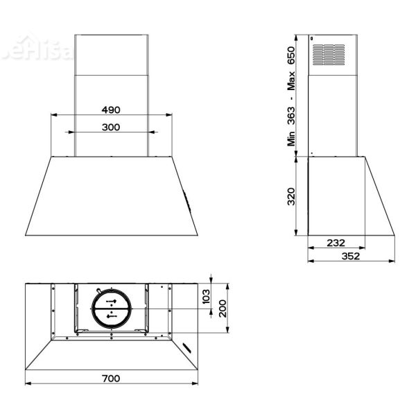 Stenska rustikalna kuhinjska napa CHLOE EV8  OB A70 FABER 7612981803650
