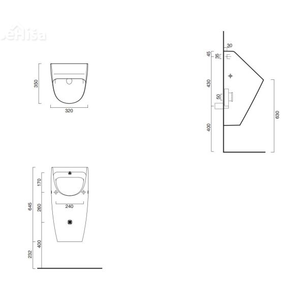 Stenski pisoar Sfera 64 35x32 CATALANO 1OR6400
