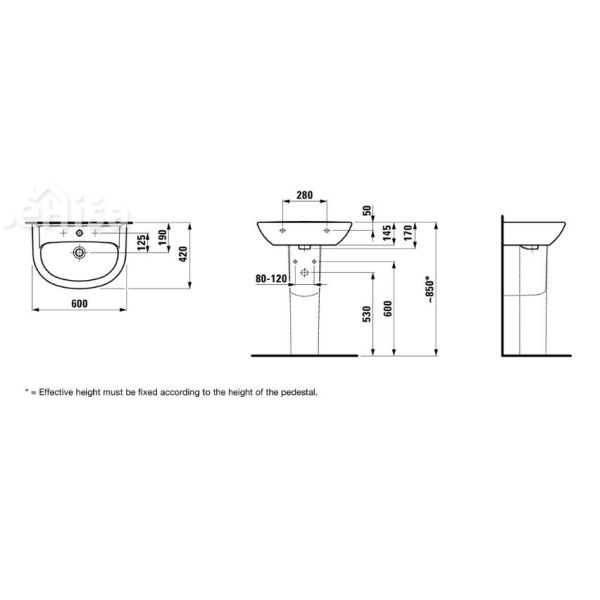 Stenski umivalnik PRO LAUFEN 814952
