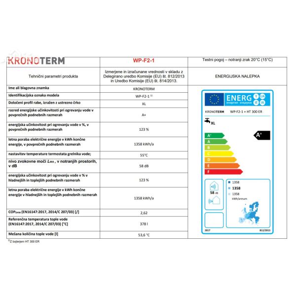 Toplotna črpalka za sanitarno vodo KRONOTERM WP-F2-1 / E PV P
