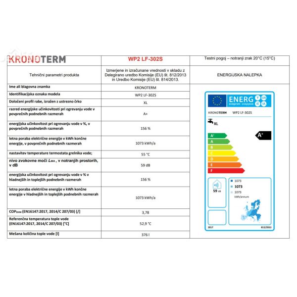 Toplotna črpalka za sanitarno vodo Silver KRONOTERM WP2 LF-302S / 1 E PV
