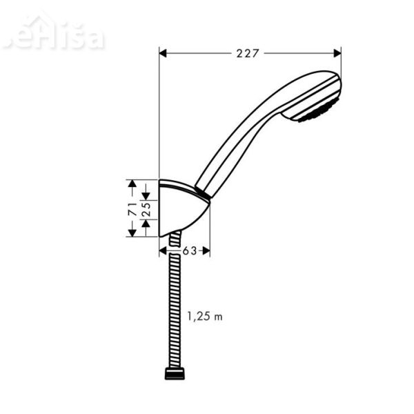 Tuš ročka Crometta 85 z nosilcem in tuš cevjo 125 cm krom HANSGROHE 27576000
