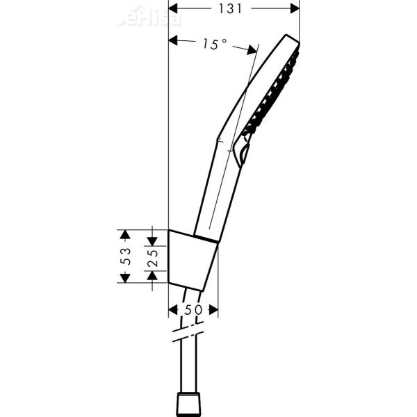 Tuš ročka Raindance Select S z nosilcem in tuš cevjo 125 cm krom HANSGROHE 26701000
