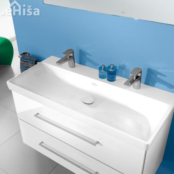 Umivalnik za dve armaturi brez preliva AVENTO 100x47 cm white alpin VILLEROY & BOCH
