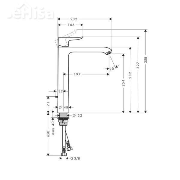 Umivalniška enoročna armatura Metris 260 krom HANSGROHE 31082000
