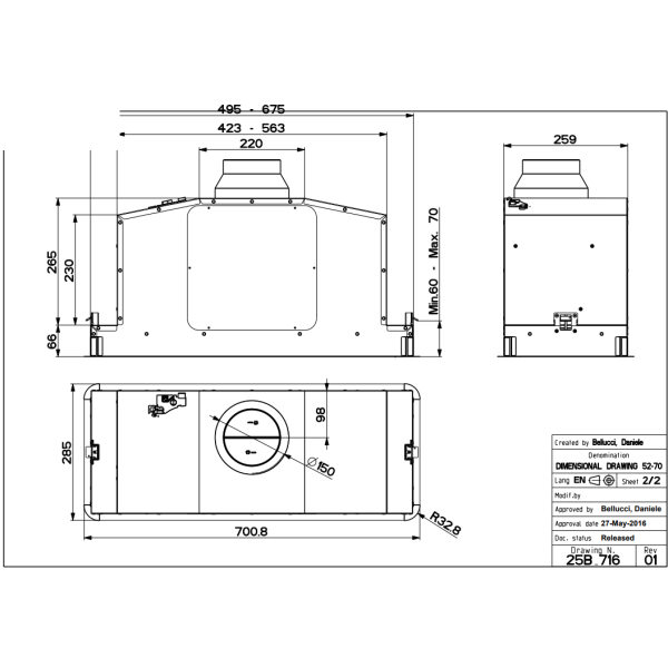 Vgradna kuhinjska napa IN-LIGHT EV8  WH MATT KL A70 FABER 7612981804152

