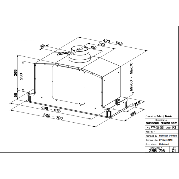 Vgradna kuhinjska napa IN-LIGHT EV8  X KL A52 FABER 7612981804121
