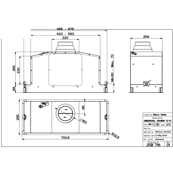 Vgradna kuhinjska napa IN-LIGHT EV8  X KL A70 FABER 7612981804138
