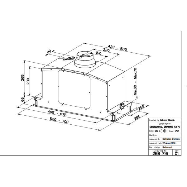 Vgradna kuhinjska napa IN-LIGHT EV8  X KL A70 FABER 7612981804138
