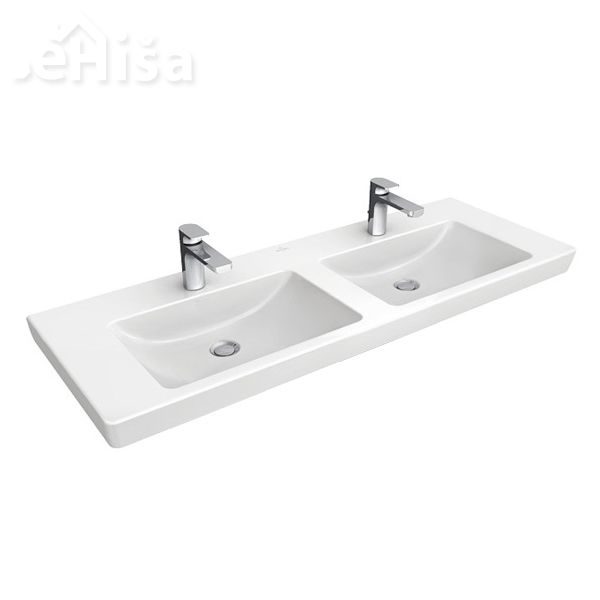 Vgradni dvojni umivalnik brez preliva SUBWAY 2.0 VANITY 130x47 cm white alpin VILLEROY & BOCH
