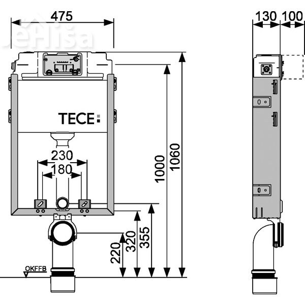 Vgradni podometni WC kotliček 106 cm TECE 9370000
