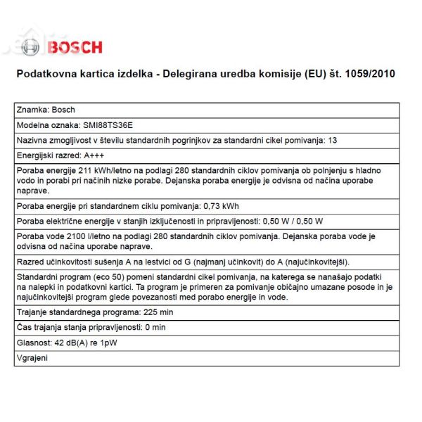 Vgradni pomivalni stroj širine 60 cm BOSCH SMI88TS36E
