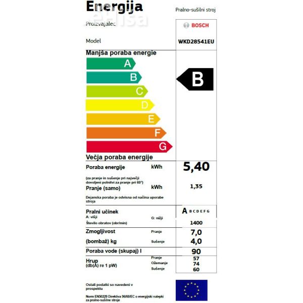 Vgradni pralno-sušilni stroj BOSCH WKD28541EU
