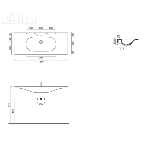 Vgradni umivalnik New zero 125x50 CATALANO 1125HZ00
