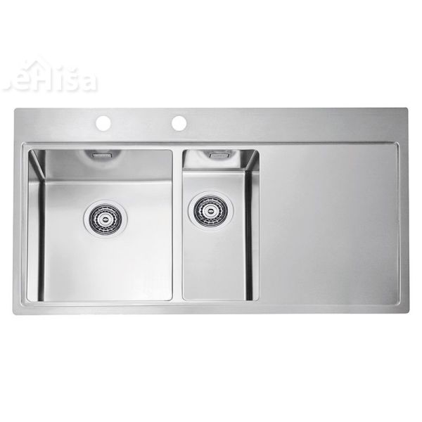 Vgradno kuhinjsko pomivalno korito in pol PURE 60 inox 980x525 mm levo z sifonom ALVEUS 1103654
