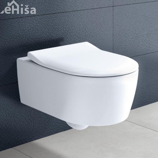 Viseča brezrobna WC školjka z desko s počasnim zapiranjem AVENTO white alpin VILLEROY & BOCH
