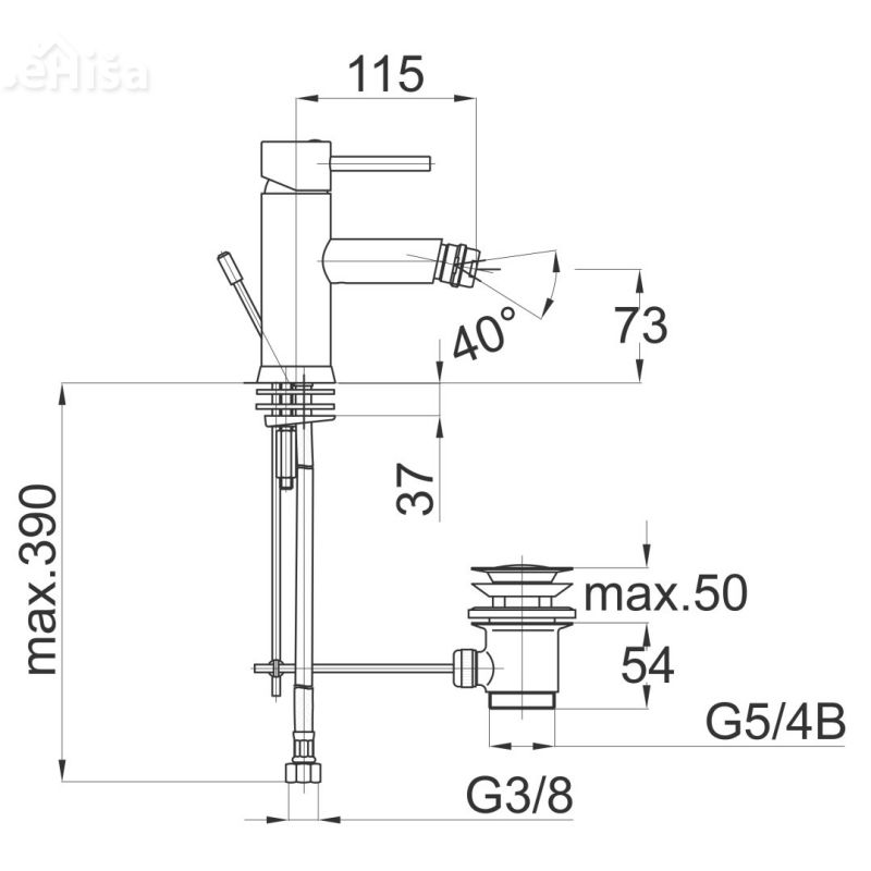 Armatura za bide Fresh f50 z zgornjim delom sifona UNITAS 00536
