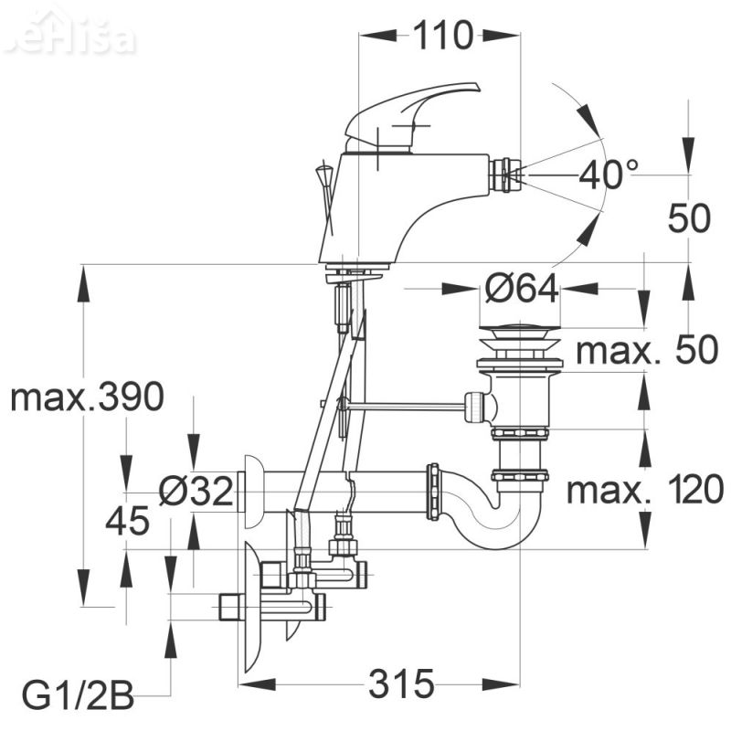 Armatura za bide Simpaty s50 komplet UNITAS 00581
