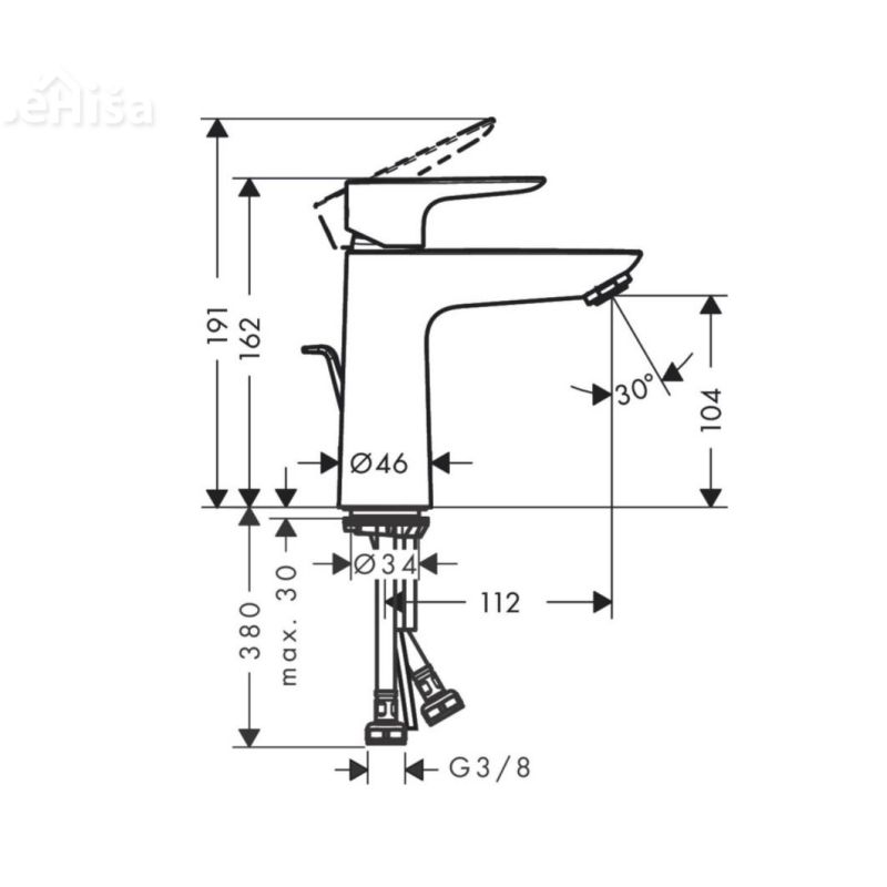 Armatura za umivalnik Talis E črna mat HANSGROHE 71710670