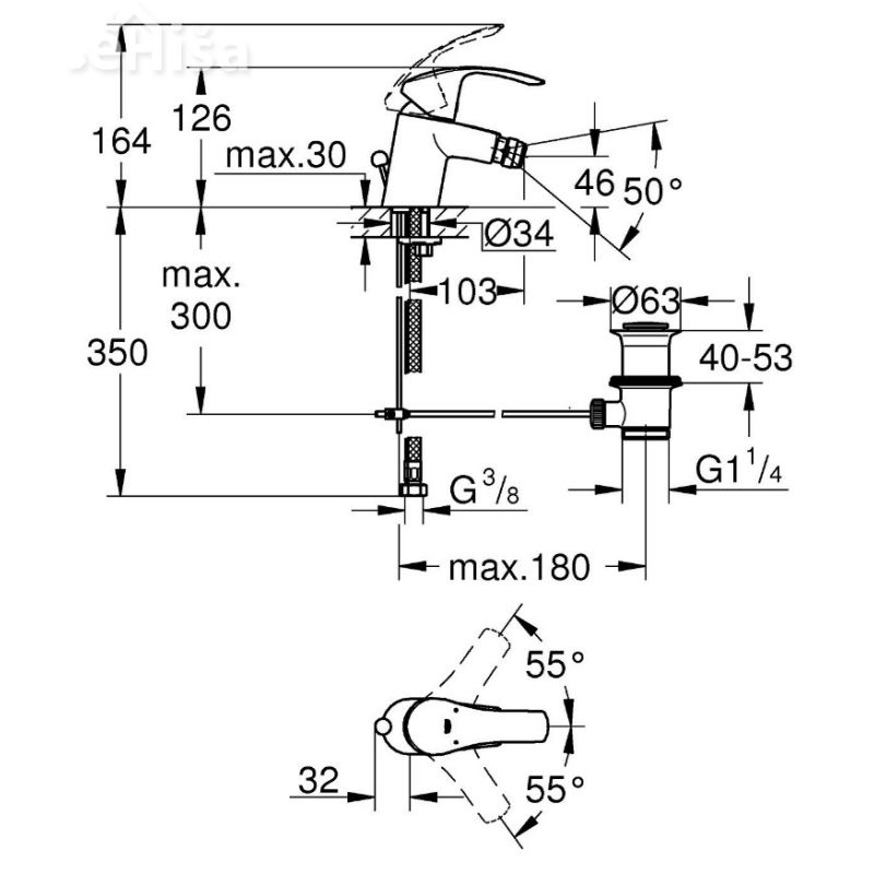 Enoročna armatura za bide Eurosmart GROHE 32929002
