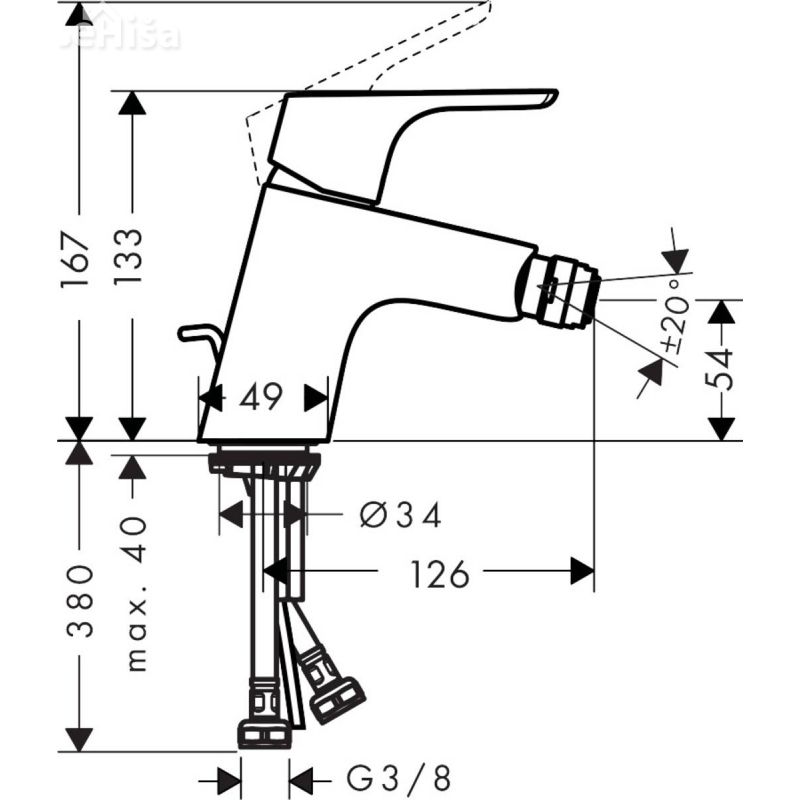 Enoročna armatura za bide Focus krom HANSGROHE 31920000
