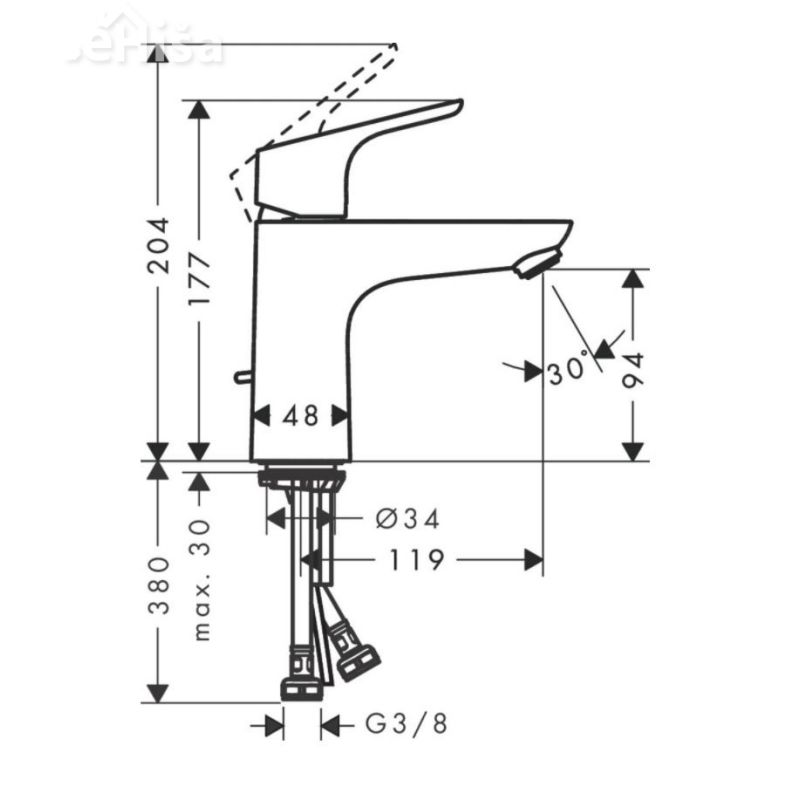 Enoročna armatura za umivalnik FOCUS 100 krom HANSGROHE 31607000
