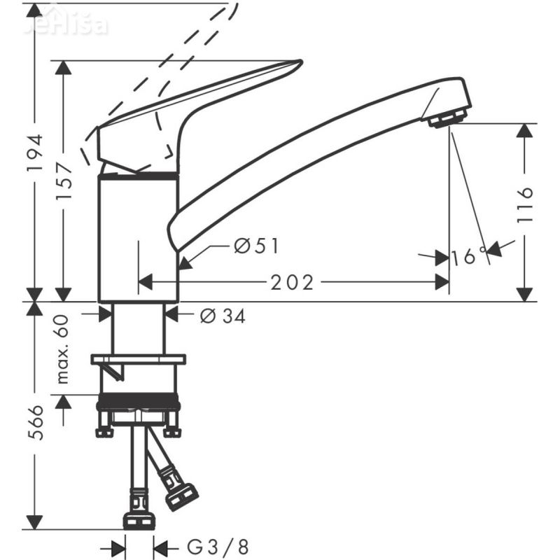 Enoročna kuhinjska armatura Logis 120 krom HANSGROHE 71830000
