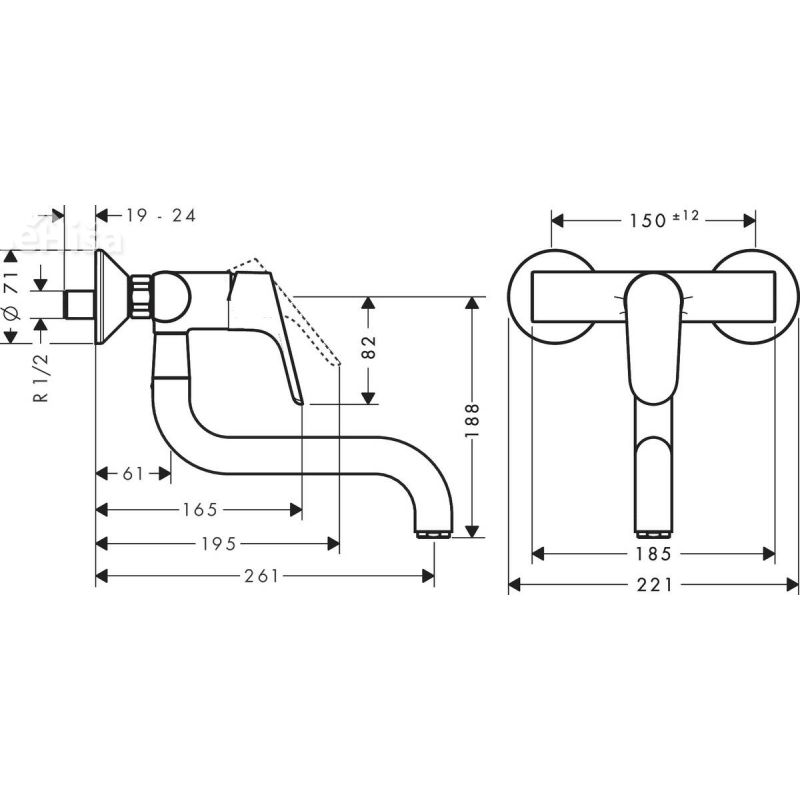 Enoročna stenska kuhinjska armatura Focus krom HANSGROHE 31825000
