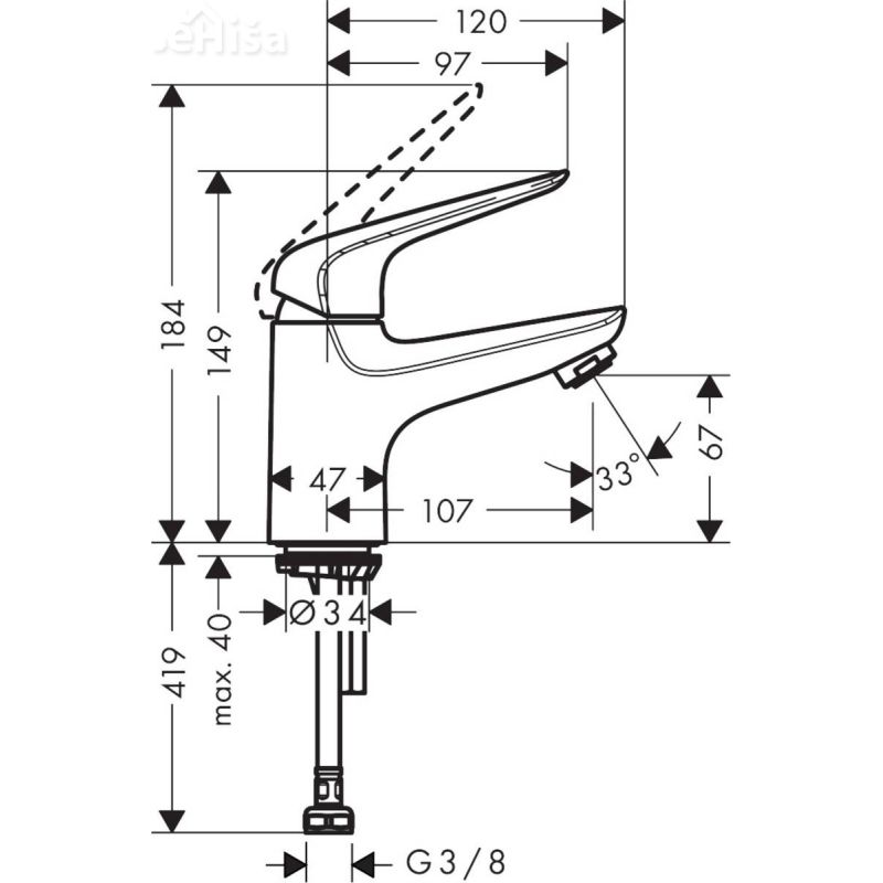 Enoročna umivalnika armatura Novus 70 krom HANSGROHE 71050000
