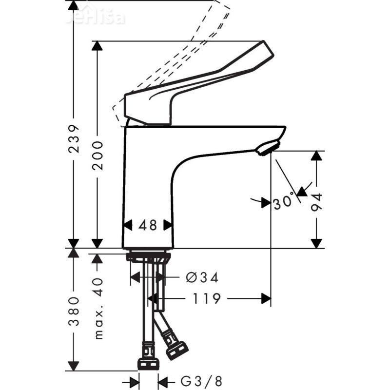 enorocna-umivalnika-armatura-talis-100-z-dolgim-rocajem-krom-hansgrohe-31915000