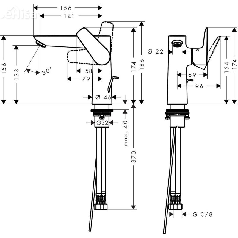 Enoročna umivalniška armatura Talis E 150 krom HANSGROHE 71754000
