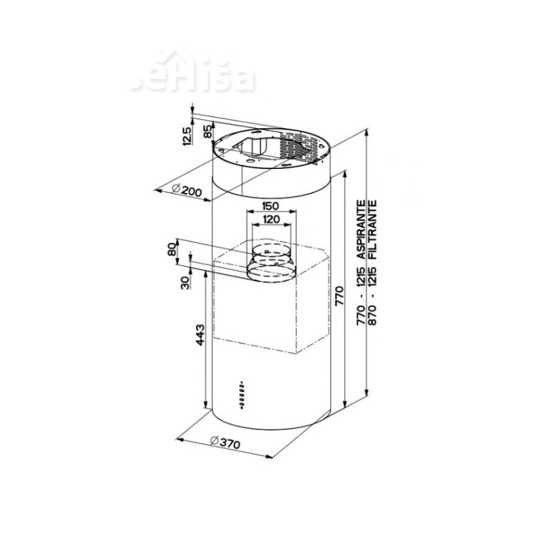 Otočna kuhinjska napa CYLINDRA ISOLA EV8 X A37 ELN FABER 7612981268855
