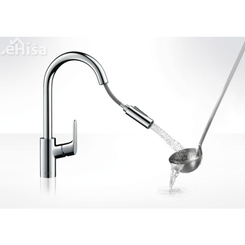 Izvlečna enoročna kuhinjska armatura Focus 240 krom HANSGROHE 31815000
