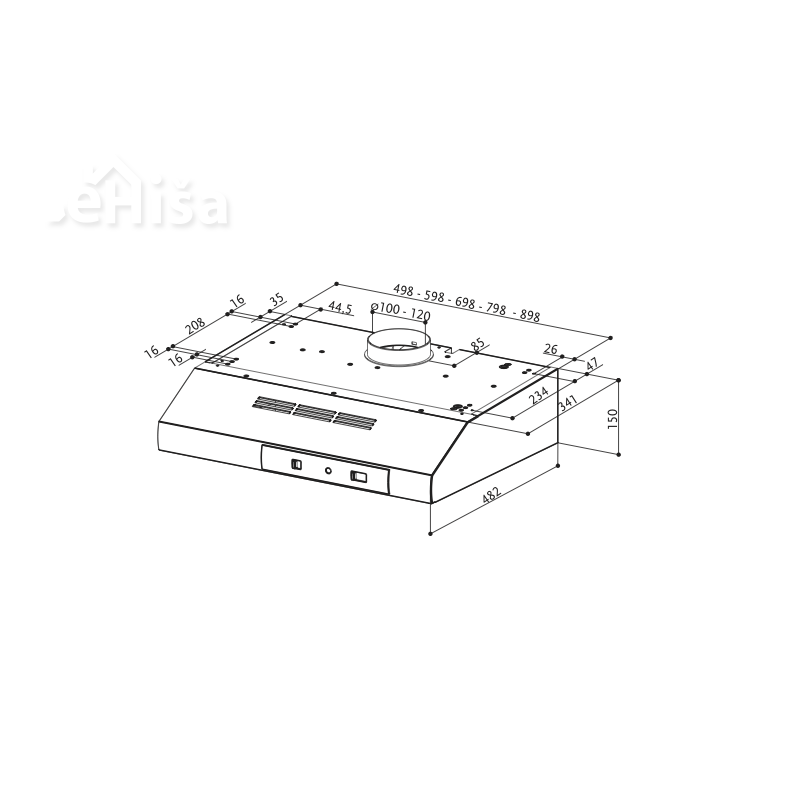 Klasična kuhinjska napa 741 BASE W A50 bela FABER 7612985612104