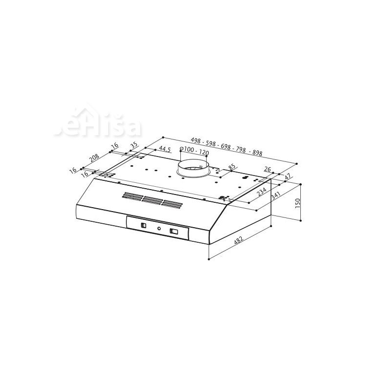 Klasična kuhinjska napa 741 BASE X A60 inox FABER 7612985605243