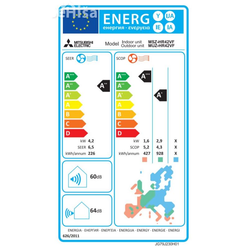 Klimatska naprava serije MSZ-HR Smart 4,2 kW MITSUBISHI MSZ-HR42VF
